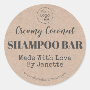 Bio Kraft Handmade Coconut Shampoo Bar Logo Runder Aufkleber