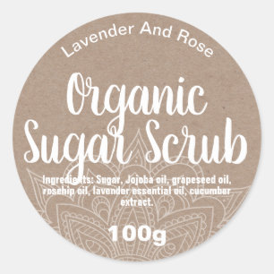 Bio Kraft Mandala Sugar Scrub Runder Aufkleber