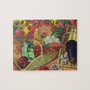 Bio-Lebensmittel, Garten Gemüse, blühende Blumen Puzzle