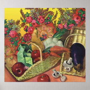 Bio Lebensmittel, Gartengemüse, blühende Blume Poster