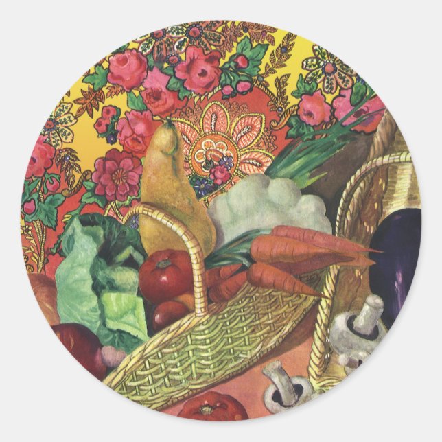 Bio Lebensmittel, Gartengemüse, blühende Blume Runder Aufkleber (Vorderseite)