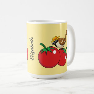 Bio Lover Sparrow Eating Red Tomato Name hinzufü Kaffeetasse