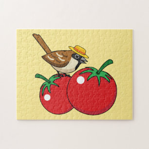 Bio Lover Sparrow Eating Red Tomato Puzzle