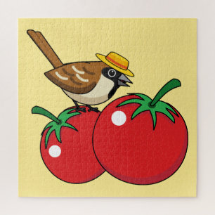 Bio Lover Sparrow Eating Red Tomato Puzzle