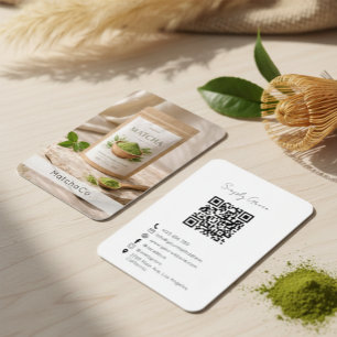 Bio Matcha Pulver Natürliches Matcha QR-Code Visitenkarte