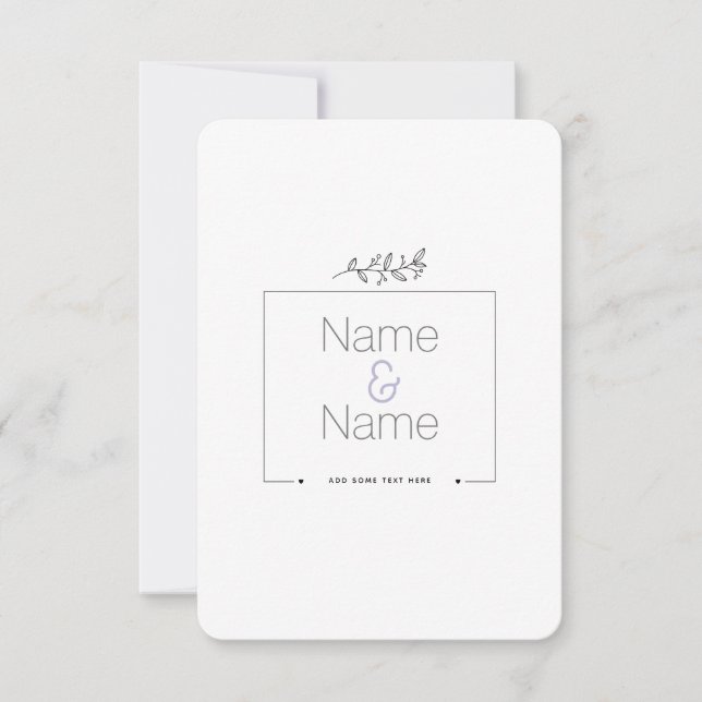 Bio minimalistisch natürliche Hochzeit DESIGN EDIT RSVP Karte (Vorderseite)