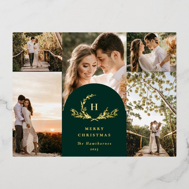 Bio Monogramm 5 Foto Folien Feiertagspostkarte (Vorderseite)