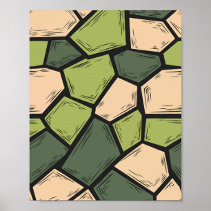 Bio Mosaikkunst in Schattierungen von Grün & Beige Poster