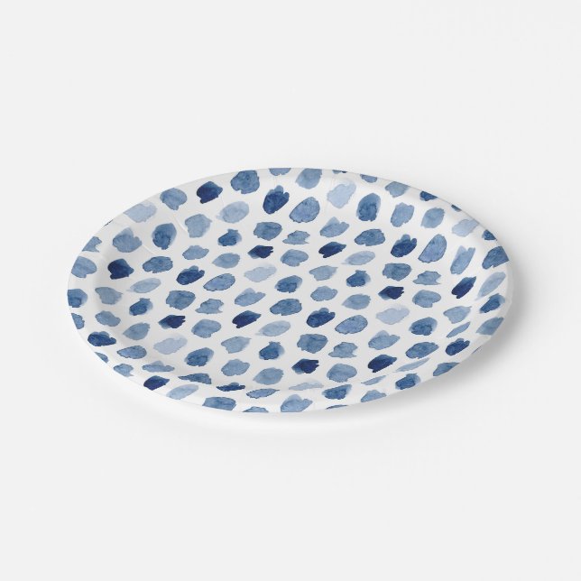 BIO NAVY BLUE INDIGO DOTS GEFÄRBTE KRAWATTE PATTER PAPPTELLER (Schrägansicht)