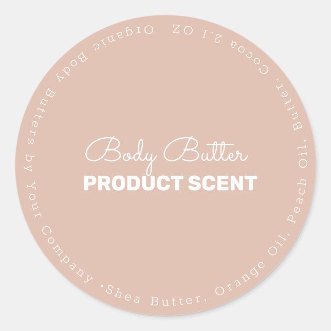 Bio neutrales Body Butter Bath Soap Branding Runder Aufkleber (Vorderseite)