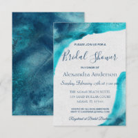 Bio Ocean Blue Watercolor Brautparty laden ein
