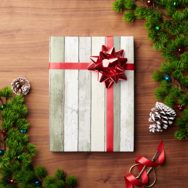 Bio Olivenöl Elfenbein Imitate Holz Streifen Weihn Geschenkpapier (Feiertagsgeschenk)