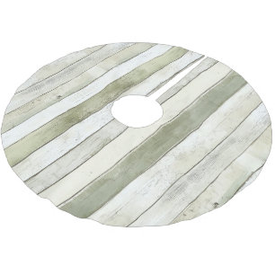 Bio Olivenöl Elfenbein Imitate Holz Streifen Weihn Polyester Weihnachtsbaumdecke