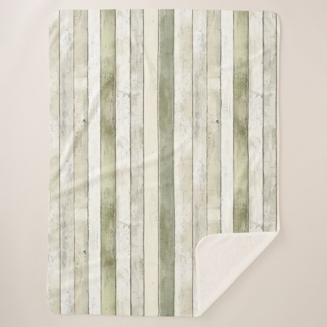 Bio Olivenöl Elfenbein Imitate Holz Streifen Weihn Sherpadecke (Vorderseite)