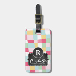 Bio PastellMod-Girly Tafel-Monogramm Gepäckanhänger