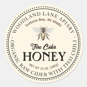 Bio Raw Fire Cider Honey Thai Chili Queen Bee Runder Aufkleber