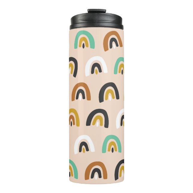 Bio Regenbogenstreifen Vintag Thermosbecher (Vorderseite)