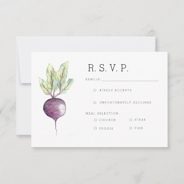 Bio Rübe |Veggie Watercolor UAWG RSVP Karte (Vorderseite)