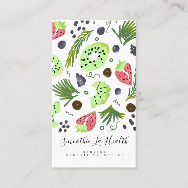 Bio Smoothies Obststgetränke Milchshakes Visitenkarte (Vorderseite)