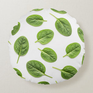Bio Spinatleaf Nahtloses Muster Rundes Kissen