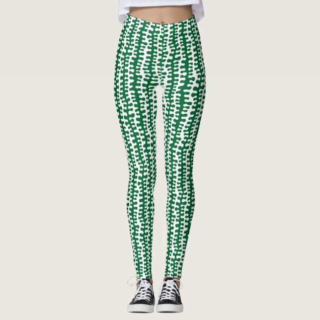 Bio Streifen - Waldgrün Leggings (Vorderseite)