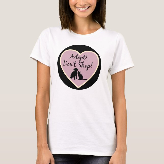 Bio T - Shirt "Adoptier Don't Shop" Lila (Vorderseite)
