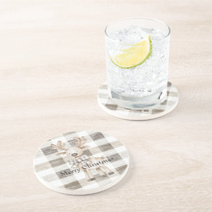 Bio Tan Cream Kariert Stripes Weihnachtsmann Getränkeuntersetzer