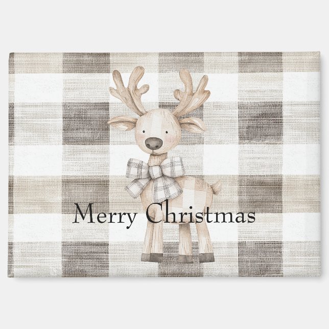 Bio Tan Cream Kariert Stripes Weihnachtsmann Magnet (Vorderseite)