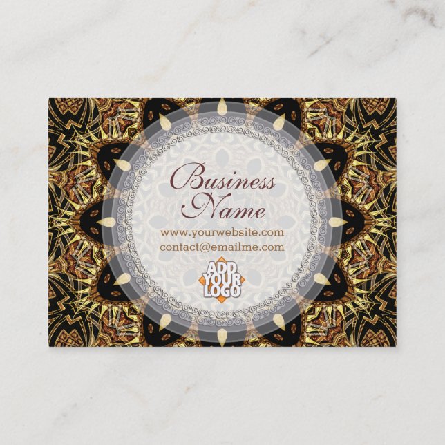 Bio Tapisserie "Earthy Gold Business Card" Visitenkarte (Rückseite)