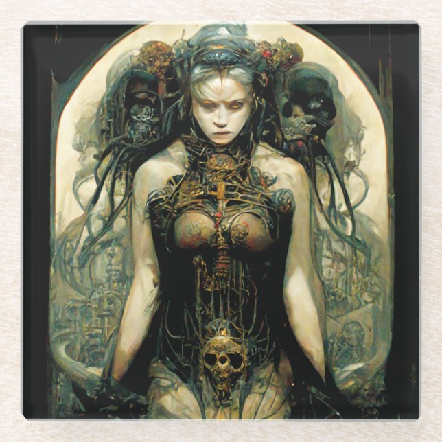 Bio Tech Woman Fantasy Sci-Fi Glasuntersetzer (Vorderseite)