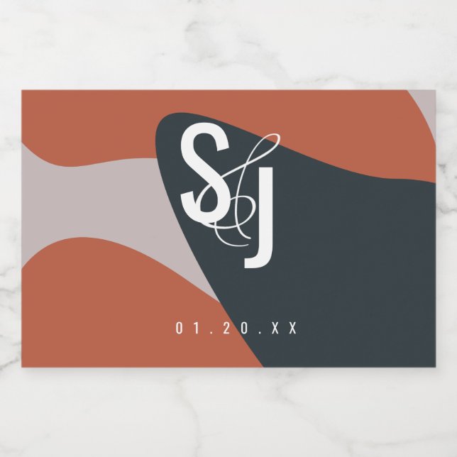 Bio Terracotta Blue Blush Wedding Lebensmitteletikett (Einzelnes Label)