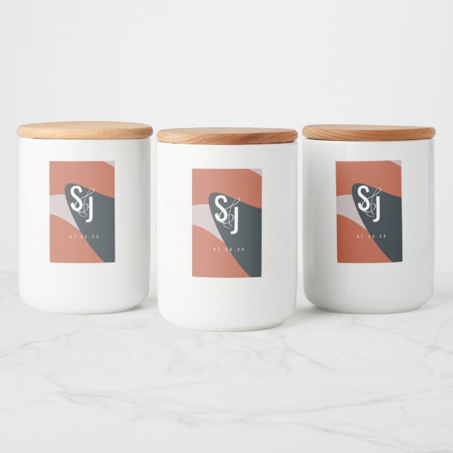 Bio Terracotta Blue Blush Wedding Lebensmitteletikett (Flaschen)