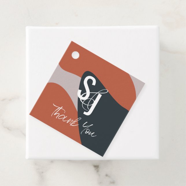 Bio Terracotta Blue Geo Vielen Dank für Ihre Hochz Geschenkanhänger (Beispiel)