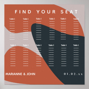 Bio Terracotta Blue Wedding Chart Poster