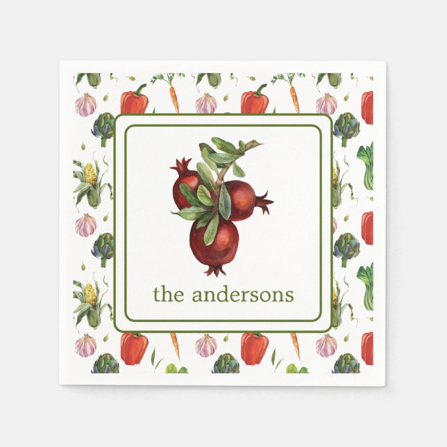 Bio Wasserfarbstoff-Granatapfel Serviette (Vorderseite)