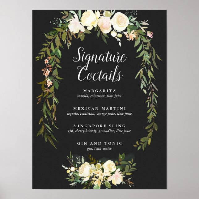Bio WEDD Floral Signature Cocktail Zeichen Poster (Vorne)