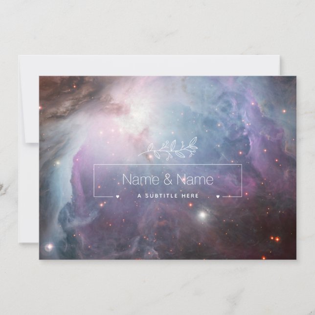 Bio weiße Gabe Retro-Orion Nebel EDITABLE Dankeskarte (Vorderseite)