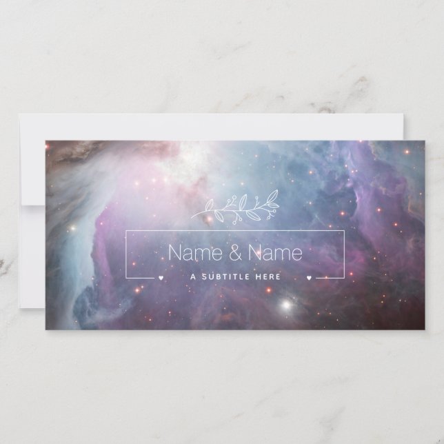 Bio weiße Gabe Retro-Orion Nebel EDITABLE Dankeskarte (Vorderseite)