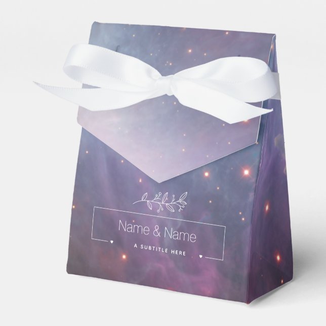 Bio weiße Gabe Retro-Orion Nebel EDITABLE Geschenkschachtel (Vorderseite)