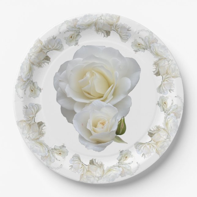 Bio Weiße Rosen, Pappteller (Vorderseite)