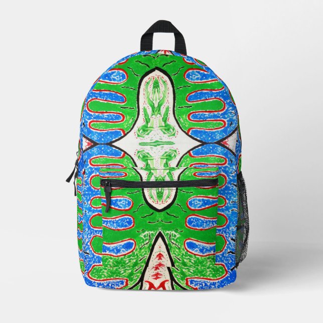  "BioForms" Abstract Pattern Backpack Bedruckter Rucksack (Vorderseite)