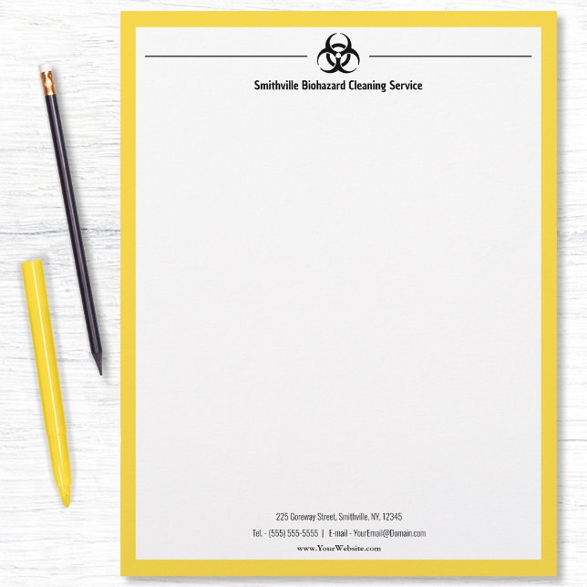 Biogefährdung Briefbogen (Biohazard Industry - Black with yellow border Letterhead by Office Accessories Shop)