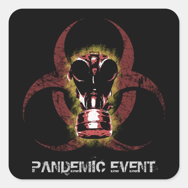 Biogefährdung Gasmaske individuell anpassbar Quadratischer Aufkleber (Vorderseite)