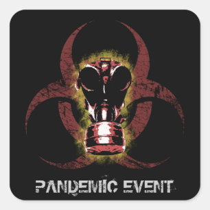 Biogefährdung-Gasmaske kundengerecht Quadratischer Aufkleber