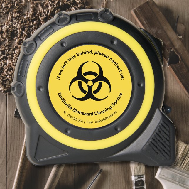 Biogefährdung Industrie - Schwarz auf gelbem Hinte Maßband (Biohazard Industry - Black on a yellow background Tape Measure by Office Accessories Shop)