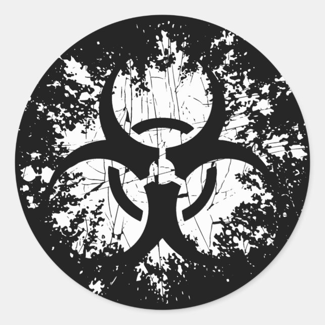 BIOGEFÄHRDUNG - PLATSCH RUNDER AUFKLEBER (Vorderseite)