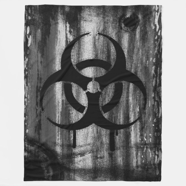 Biogefährdung Symbol Schwarzer Spritzstift Fleecedecke (Vorderseite)