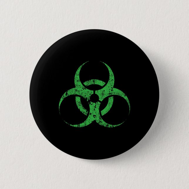 Biogefährdung Symbol Vintag Green Funny Halloween Button (Vorderseite)
