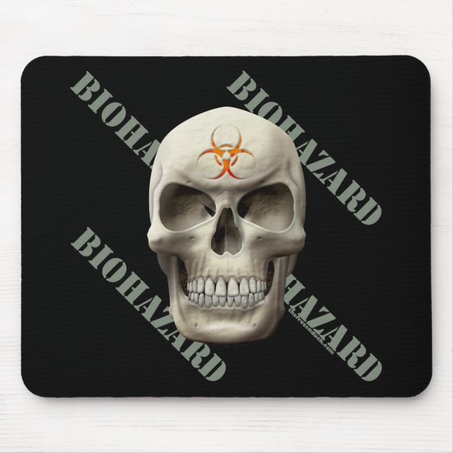 Biogefährdung-Übel-Schädel Mousepad (Vorne)