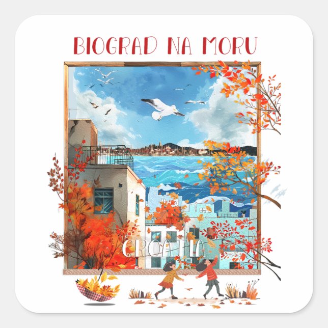 Biograd na moru 2 quadratischer aufkleber (Vorderseite)